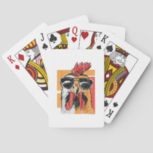 Cool Rooster Wearing Sunglasses Retro Vintage Chic Playing Cards