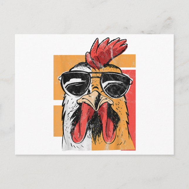 Cool Rooster Wearing Sunglasses Retro Vintage Chic Postcard (Front)