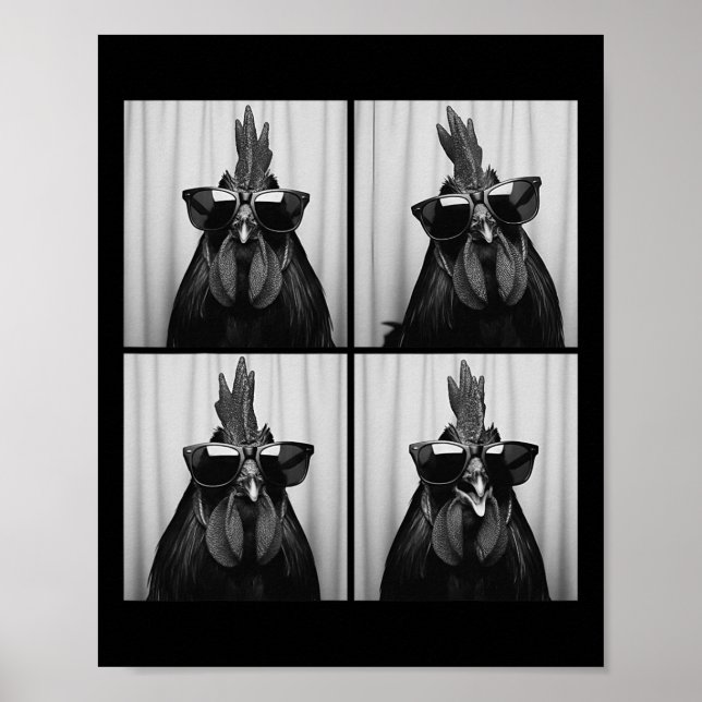 Cool Rooster Wearing Sungles Funny Photobooth Chic Poster (Front)