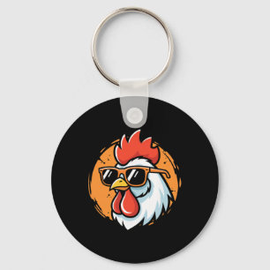 Cool Rooster With Shades, Chicken Key Ring