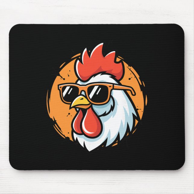 Cool Rooster With Shades, Chicken  Mouse Mat (Front)