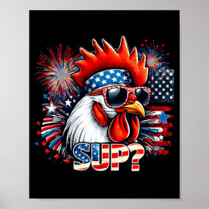 Cool Rooster with Sunglasses Sup Retro Farm Vibes Poster