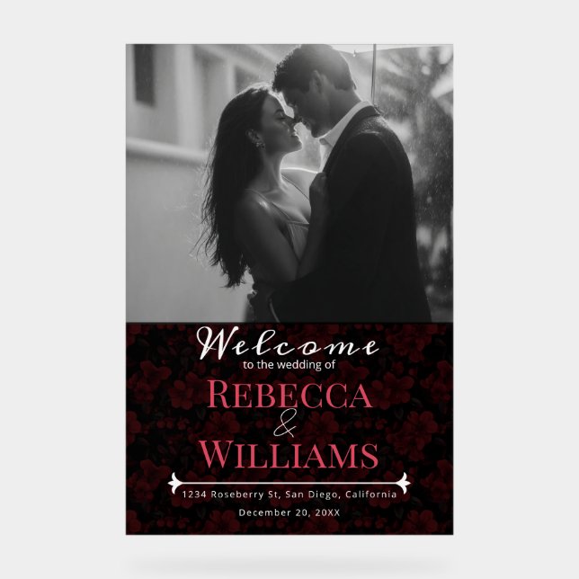 Cool Rose Flower Traditional Wedding Signs (Front)