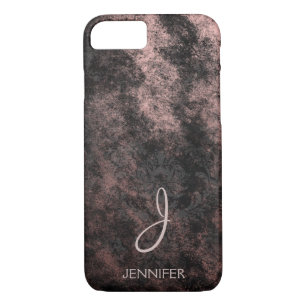 Cool Rose Gold Foil and Black Pattern Monogram iPhone 8/7 Case
