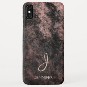 Cool Rose Gold Foil and Black Pattern Monogram iPhone XS Max Case