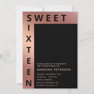 Cool rose gold modern simple typography invitation