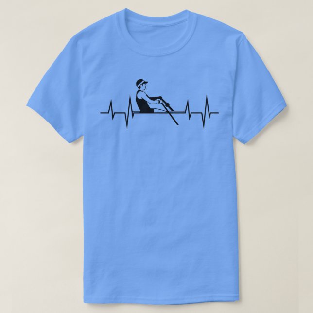 Cool Rowing Heartbeat Single Scull Rower Athlete T-Shirt (Design Front)