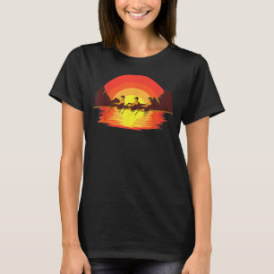 Cool Rowing Sunset Funny Coxswain Propelling Boat T-Shirt