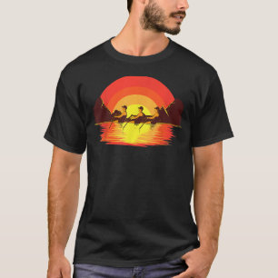 Cool Rowing Sunset Funny Coxswain Propelling Boat T-Shirt