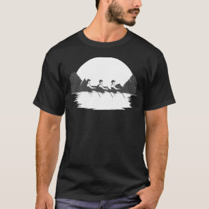 Cool Rowing Sunset Funny Coxswain Propelling Boat T-Shirt