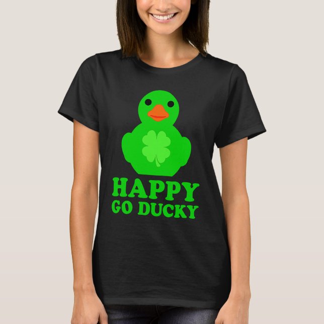 Cool Rubber Duck Lover Lucky Go Ducky Funny St Pat T-Shirt (Front)