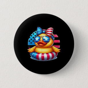 Cool Rubber Duck Usa Flag Cute Duckie 4th Of July 6 Cm Round Badge