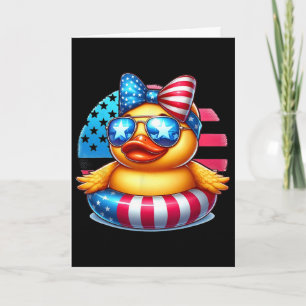 Cool Rubber Duck Usa Flag Cute Duckie 4th Of July Card