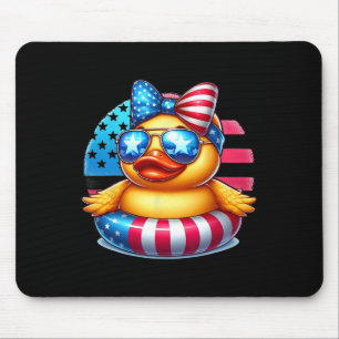 Cool Rubber Duck Usa Flag Cute Duckie 4th Of July Mouse Mat