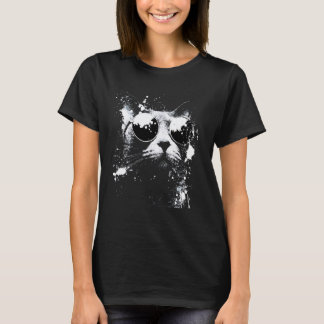 Cool Russian Blue Cat with Sunglasses White Splash T-Shirt