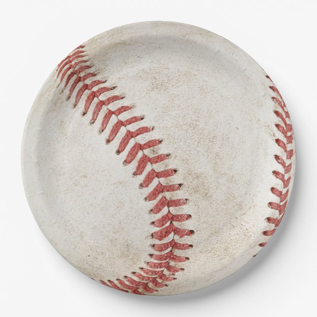 Cool rustic baseball Sport team Modern Paper Plate (Front)