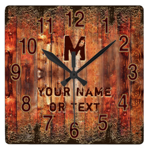 Cool Rustic Clock Personalised with YOUR TEXT