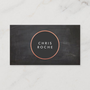Cool Rustic Copper Circle Emblem Black Chalkboard Business Card