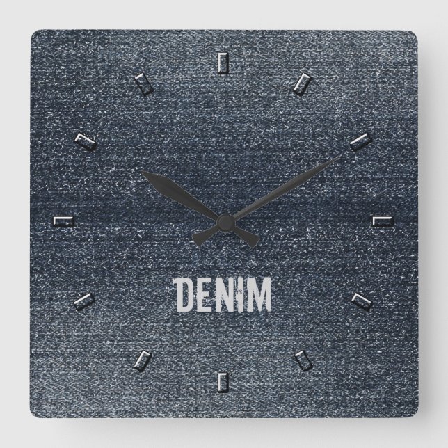 Cool Rustic Look Blue Denim Wall Clock (Front)