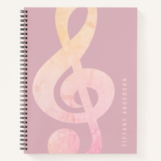 Cool Rustic Pink Grunge Music Art Monogram Name Notebook
