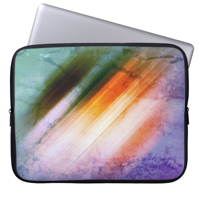 Cool Rustic Purple Blue Orange Stripe Laptop Sleeve (Front)