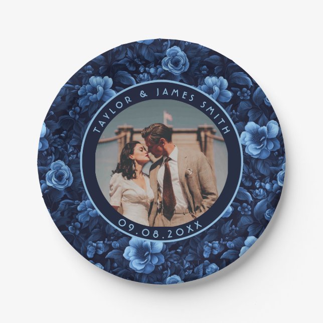 Cool Rustic Rose Bridal Shower Plates For Couple (Front)