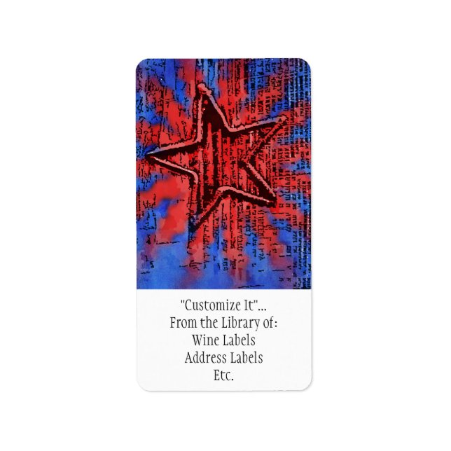 Cool Rustic Star Pop Art Print Label (Front)