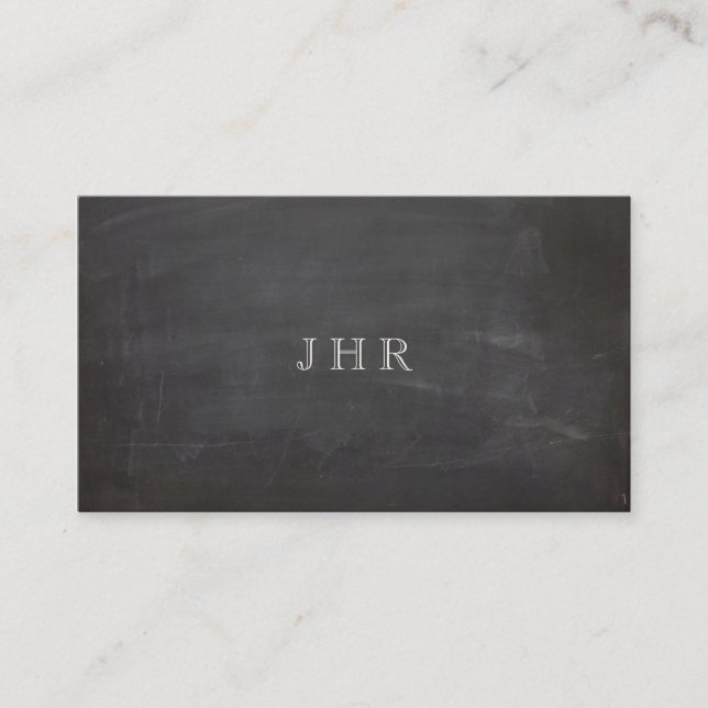 Cool Rustic Vintage Monogram Black Chalkboard Business Card (Front)