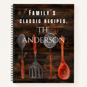 Cool rustic wooden Family´s classic recipe Notebook