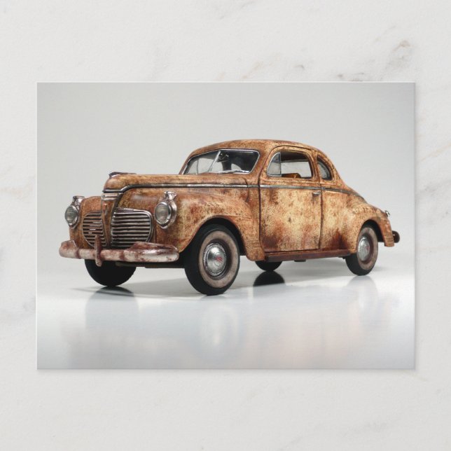 Cool Rusty  Old Vintage Barn Find Car Postcard (Front)