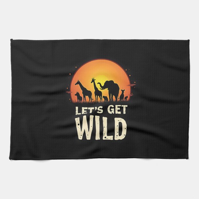 Cool Safari Design For Men Women Kids Safari Anima Tea Towel (Horizontal)