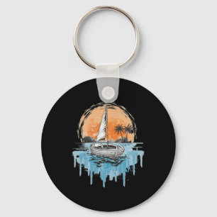 Cool Sailboats On Open Water Nautical Theme Sailin Key Ring