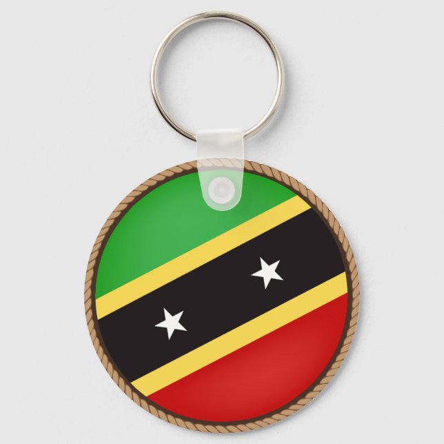 Cool Saint Kitts and Nevis Flag Seal Key Ring (Front)