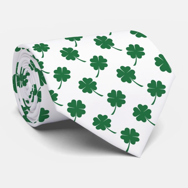 Cool Saint Patrick's Day four leaf clover  Tie (Rolled)