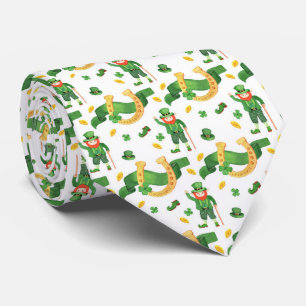 cool Saint Patrick's Day leprechaun tiled Tie