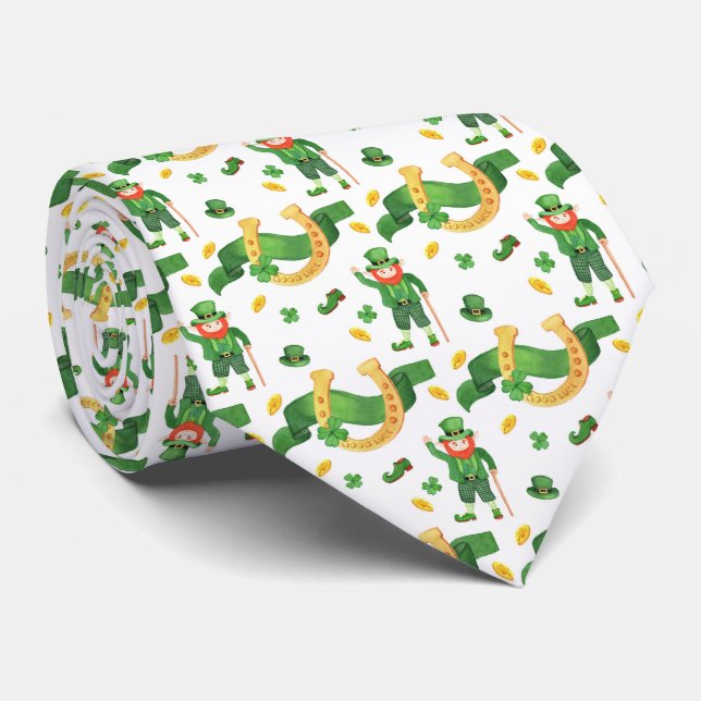 cool Saint Patrick's Day leprechaun tiled Tie (Rolled)