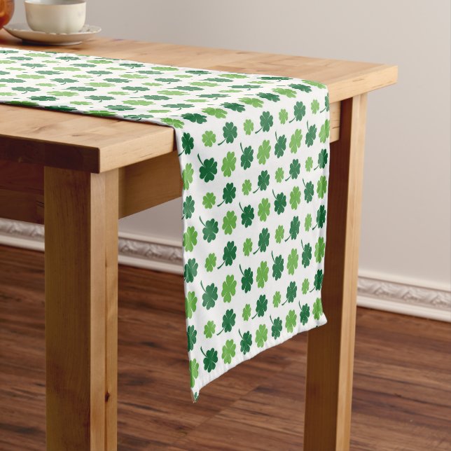 Cool Saint Patrick's Day tiled clover pattern  Short Table Runner (In Situ)