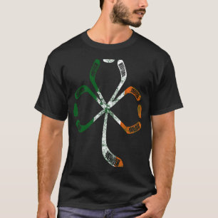 Cool Saint Patrick's Hockey Shamrock Ireland Flag T-Shirt