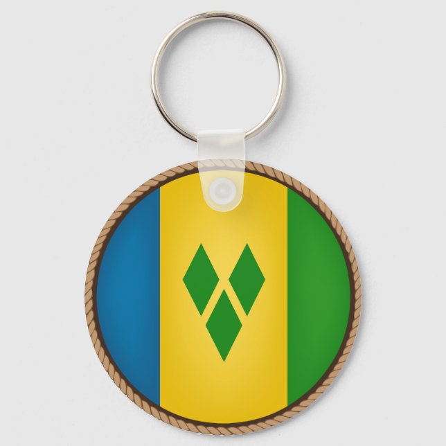 Cool Saint Vincent and the Grenadines Flag Seal Key Ring (Front)