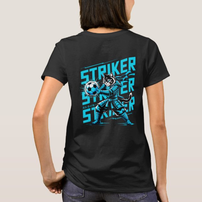  Cool Samurai Cat Soccer Striker - Gift for soccer T-Shirt (Back)