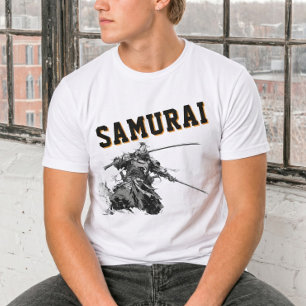 Cool Samurai Ink Wash Painting Japanese Warrior  T-Shirt