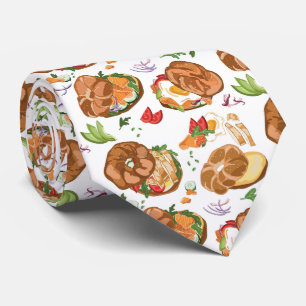 cool Sandwich shop tiled pattern Tie
