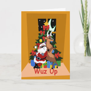 Cool Santa And Reindeer Greetings Card