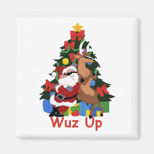 Cool Santa and Reindeer Magnet