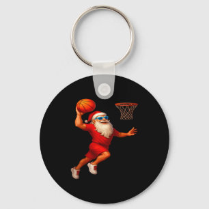 Cool Santa Basketball Player Dunking Xmas Christma Key Ring