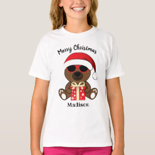  Cool Santa Bear red Christmas gift Personalise T-Shirt