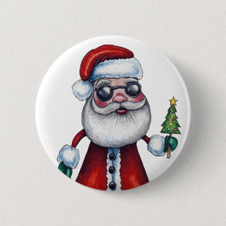 Cool Santa Claus 6 Cm Round Badge