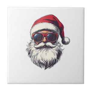 Cool Santa Claus Face Retro Sunglasses Christmas M Tile