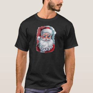Cool Santa Claus Face Retro Sunglasses Christmas P T-Shirt