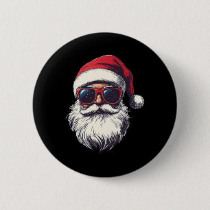 Cool Santa Claus Face Retro Sungles Christmas Men 6 Cm Round Badge